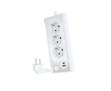 REGLETA SOBREMESA 3 TOMAS + 2xUSB CON LUZ BLANCO NANOCABLE