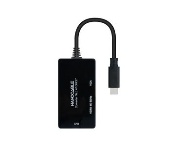 CONVERSOR USB-C A HDMI/DVI/VGA 20CM NEGRO NANOCABLE