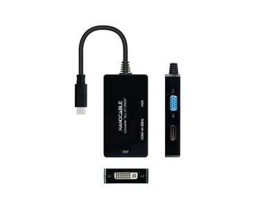 CONVERSOR USB-C A HDMI/DVI/VGA 20CM NEGRO NANOCABLE