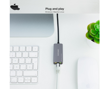 CONVERSOR USB-C 3.2 GEN1 A ETHERNET 2.5G 15cm GRIS NANOCABLE