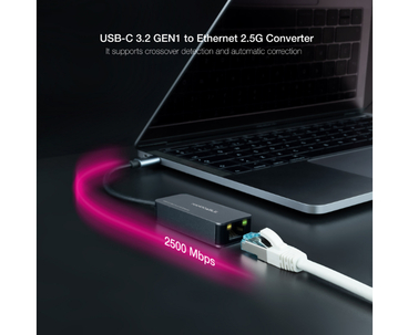 CONVERSOR USB-C 3.2 GEN1 A ETHERNET 2.5G 15cm GRIS NANOCABLE